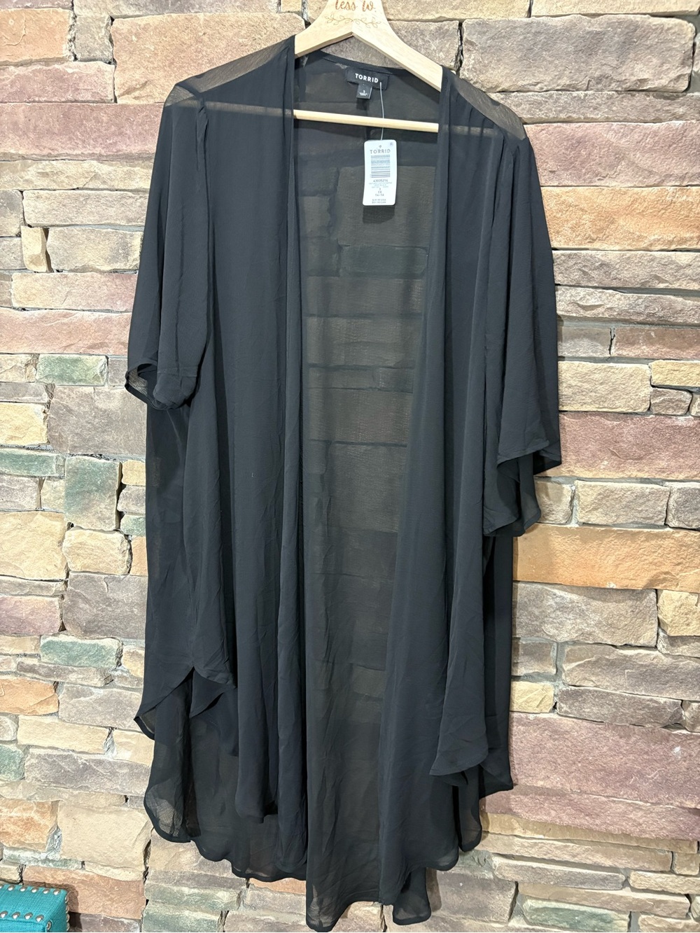 NWT Torrid Black Chiffon Duster Kimono Sz 14/16